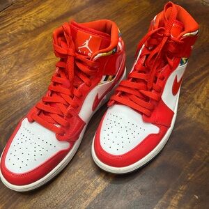 Men’s 9.5 - Nike Air Jordan 1 Mid SE Barcelona Sweater Chile Red White